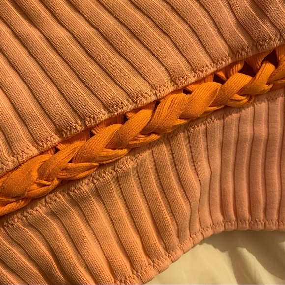 Solid & Striped Halter Ribbed Orange One Piece swim bathing suit - Picture 3 of 3